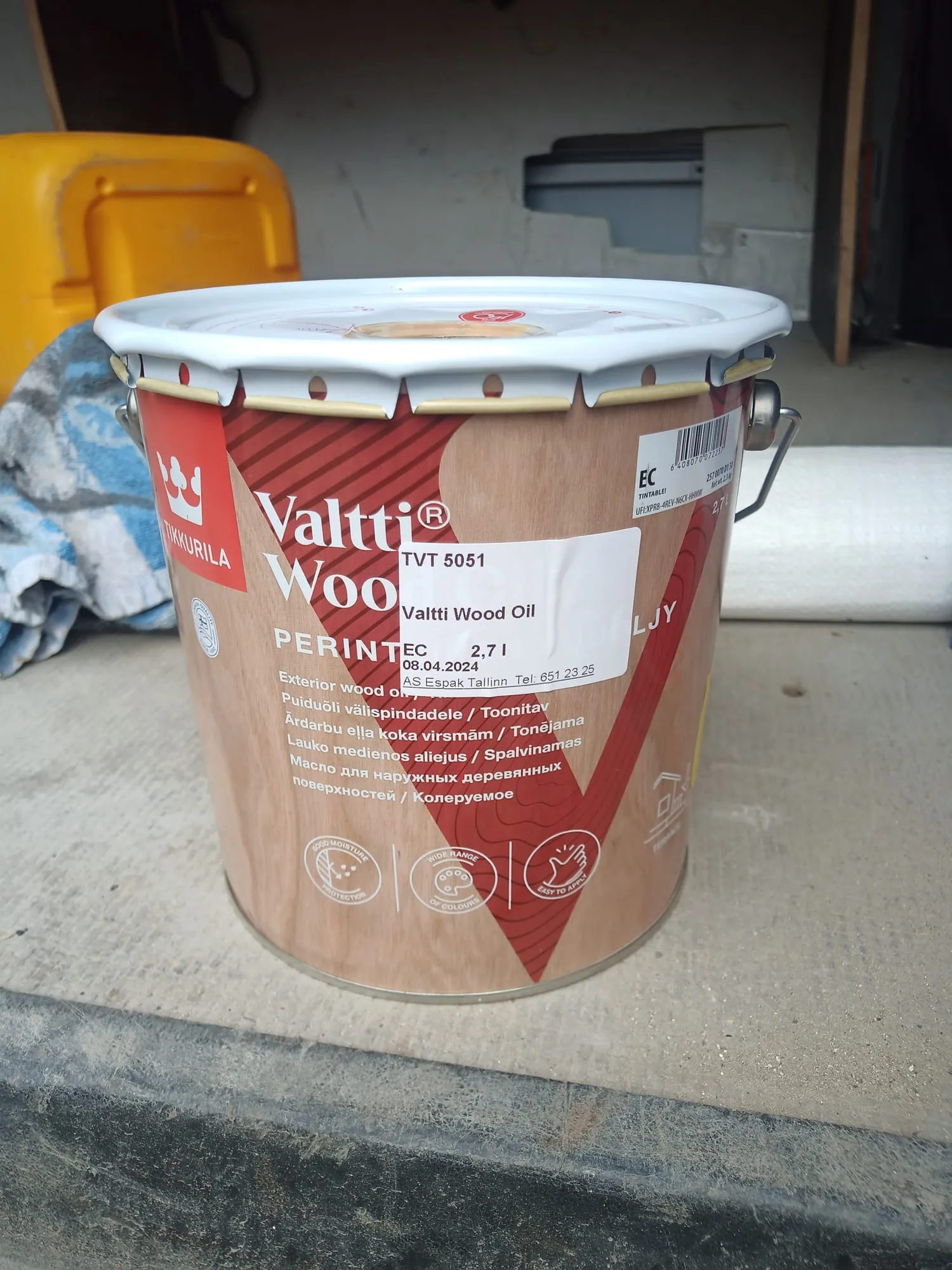 Tikkurila Valtti Wood Oil puiduõli purk, millega paneelid õlitati